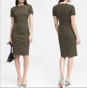 Banana Republic Dress size 4 excellent condition. Sheath army green dress.